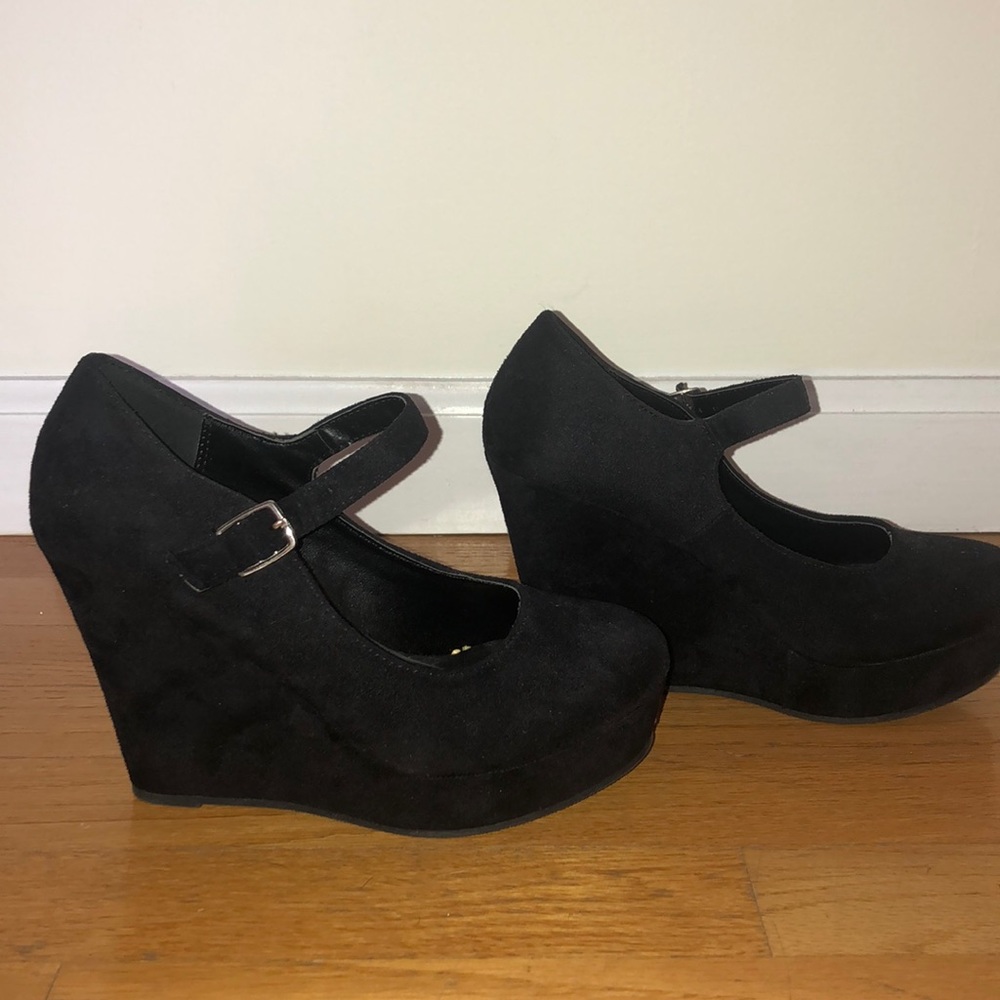 Black Suede Wedges
